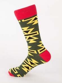 5 Paar geometrisches Muster Knöchelsocken, neue Herbst/Winter Lässig Herren Socken, Street Skateboard Socken, bunte fröhliche Herren Socken