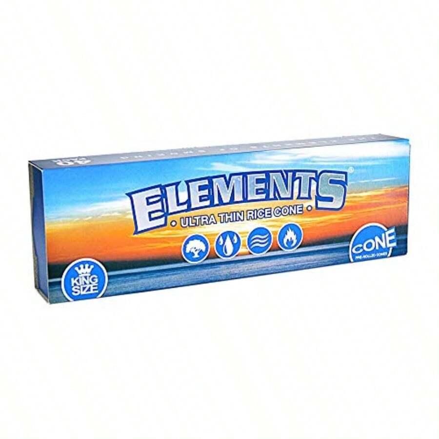 Elements Ultra Thin Rice Rolling Papers - King Size Cones 40 Per Pack 1 Pack - as pic - View 1