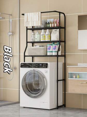 1pc 3-Tier Thick Floor Standing Bathroom Storage Rack, Large Capacity, Waterproof, Multi-Function, Easy Installation, Practical