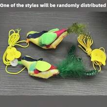 Interactive Realistic Flying Bird Cat Toy - No Battery Required, Plush Prey Simulation, Suitable For Indoor Play - Lifelike Yellow-Headed Green Feathers, Battery-Free - Suitable For Kittens, Adult Cats And All Breeds And Ages - Promotes Natural Hunting Instinct