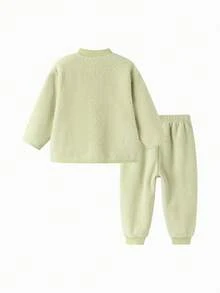 Balabala BalaOne 儿童男女通用抓绒家居服，2025 冬季款，保暖柔软 - 綠色調 - 查看 5