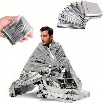 5pieces Of Emergency Mylar Insulation Blanket -52 "X82", Polyester Fiber Survival Reflective Foil Blanket, Suitable For Camping, Hiking, Outdoor, Protection, Emergency Shelter, Ground Cover - No Magnesium Rod/Flint