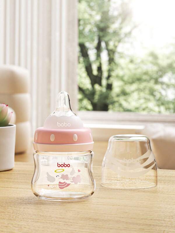 1pc Newborn Baby Wide Neck Glass Milk Bottle, 80ML/2.7OZ