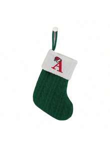 قطعة واحدة جوارب مصنوعة من الأكريليك مطرزة بشجرة وشخصية رجل الزنجبيل،ديكور منزلي لحفلة عيد الميلاد