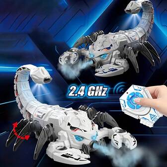 遥控蝎子玩具，适合3岁以上儿童，2.4GHz遥控机械蝎子，带喷水功能、LED灯光和音乐，亲子互动机器人玩具，男孩女孩的理想礼物