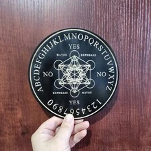 1 pieza Plato decorativo hexagonal con estrella impresa en 2D, soporte de exhibición de cristal de cuarzo, tablero de adivinación de madera para juegos de fiesta