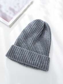 1pc Solid Color Mohair Knit Beanie, Outdoor Street Wear Cold-Proof Knit Hat, Casual Versatile Winter Warm Cap Suitable For Daily Commute