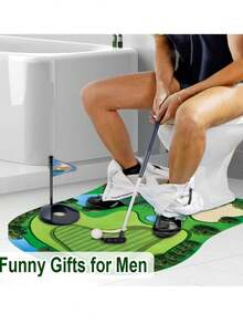一套厕所高尔夫游戏套装，趣味搞怪礼物套装，可在任何浴室或淋浴间玩耍，迷你高尔夫练习，厕所高尔夫游戏，适合作为送给爸爸、丈夫或男友的礼物，也是一份搞怪礼物、情人节礼物和小型派对礼物。 - 彩色 - 查看 5