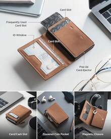 ¡RecomendadoVULKIT Tarjetero de Crédito Protección RFID Anticlonación con Monedero, Cartera Minimalista para Hombre con Caja de Regalo, Marrón¡Top de Temporada - Negro - Ver 2