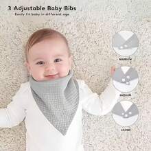 6/4/2 Packs Soft Muslin Baby Bibs, Absorbent Triangle Baby Drool Bibs For Boys And Girls, Solid Color Bibs For Teething - 彩色 - 查看 9