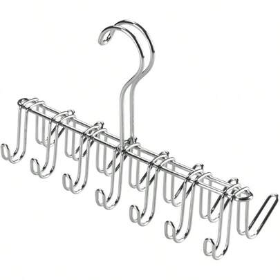 InterDesign Classico Tie And Belt Hanger Tie Rack For Wardrobe With 14 Hooks Made Of Metal Chrome