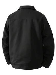 1pc Men's Zip-Up Collar Design Casual Jacket, Washable, Versatile Business Casual Outerwear Suitable For Daily, Work, Travel, Formal Occasions, Spring/Autumn - Black - View 3