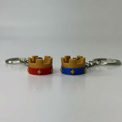 Clash Royal Crown Keychain - 3D Printed Red & Blue Color Options Unique Design Key Accessory