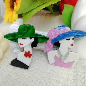 Green And Purple Acrylic Brooch For Women - Fashionable And Cute, Unique Item Suitable For Hats, Bags, Versatile Accessory, Fashionable Scarf Brooch, Sweet Accessory
