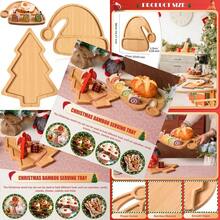 2025.2 Pcs Christmas Serving Platters Christmas Tree And Santa Hat Shaped Wooden Trays Xmas Bamboo Charcuterie Boards Wood Snack Cheese Dish Plates For Xmas Holiday Housewarming Presents - Christmas Tree,Gingerbread Man - View 7