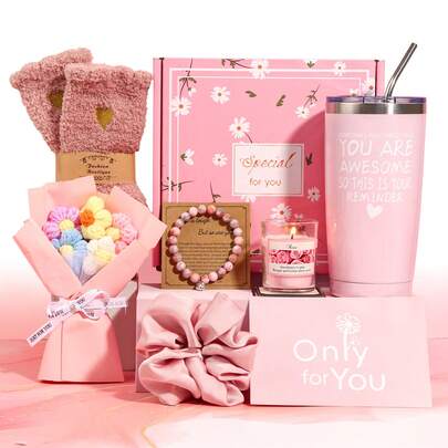 Canasta de regalo para mujeres, regalo de cumpleaños único para mujeres, regalo de cumpleaños para la mejor amiga, conjunto de regalo inspirador, regalo de Navidad (para mujeres, niñas, hermanas, etc.)