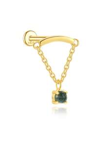 1 Stück Moos Achat 925 Sterling Silber Ohrringe für Frauen, Ohrstecker, Tropfen Ohrringe, klassischer Flachkopf Piercing, perfekt für den täglichen Gebrauch, geeignet für Jahrestag, Edel-Schmuck - Gold - Übersicht 20