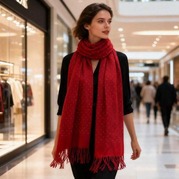 Eleganter, mit Strasssteinen besetzter Schal für Damen – Warmer und vielseitiger Schal für Herbst und Winter, Kopftuch, ideales Weihnachtsgeschenk für Frauen