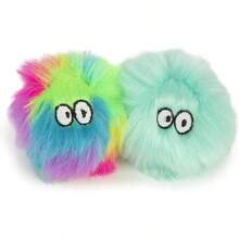 2 Count Fuzzy Friends Plush Catnip Ball Cat Toys - Rainbow/Turquoise 2 Count