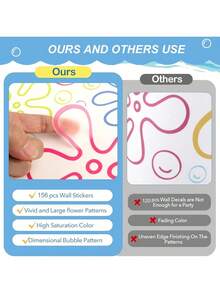 156PCS Under The Sea Wall Decals – Colorful Bubble & Flower Stickers For Kids Room, Bathroom, Windows, Laptop, Birthday Party Decor – 6 Sheets 30x20cm, Static Cling, Removable, Ocean Theme - 白色 - 查看 5