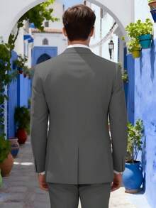 Men's Formal Suits 6 Pieces Tuxedos Set, Men's One Button Jacket Slanted Lapel Vest Pants Suit Set With Tie Brooch Pocket Square For Business Dinner Wedding Party, Suitable For Formal Occasions, Perfect Gift For Business Professionals Spring/Summer/Fall, Formal Attire|Sleek Formal Attire|Nonstretch Fabric - 灰色 - 查看 5