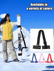 1pc Ski Board And Pole Strap, Snowboard Shoulder Strap With Hook, Adjustable, Unisex - Multicolor - View 1