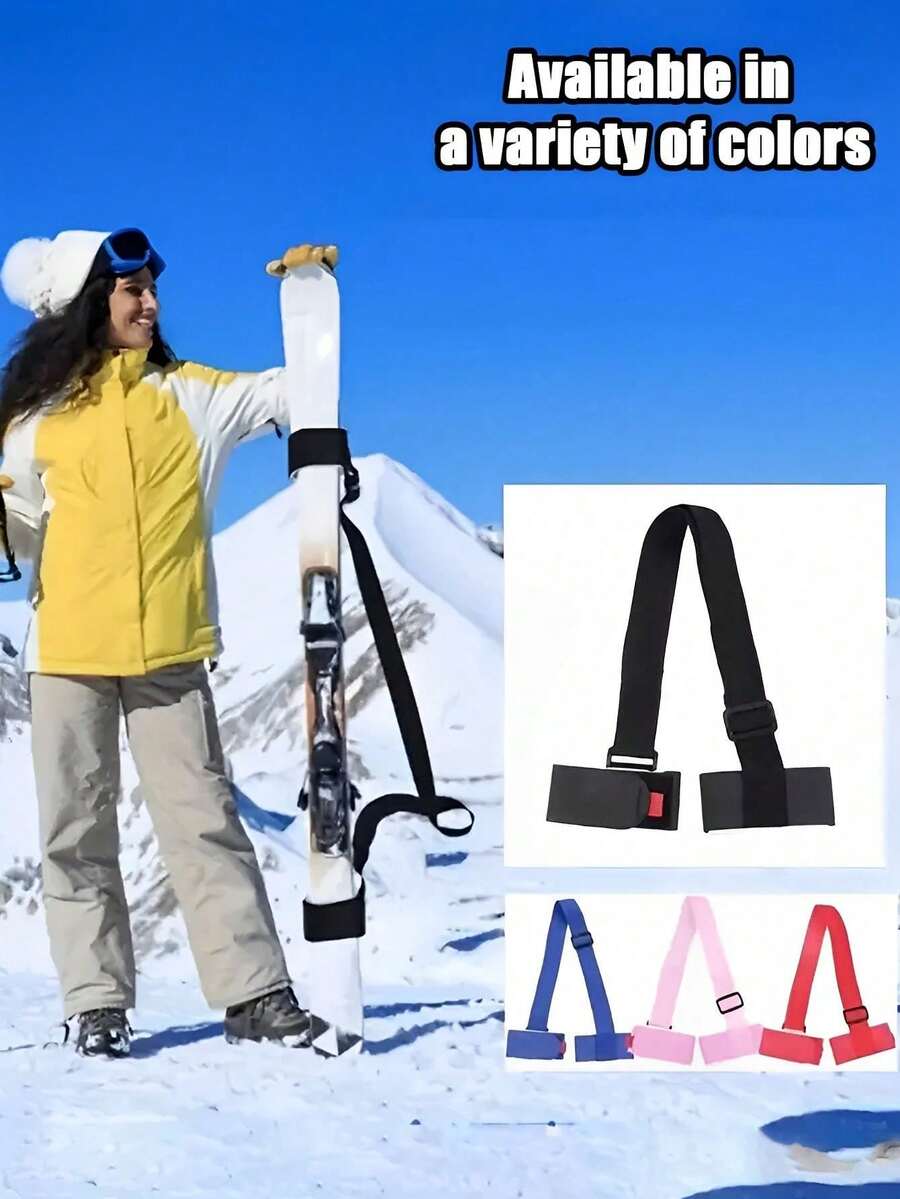 1pc Ski Board And Pole Strap, Snowboard Shoulder Strap With Hook, Adjustable, Unisex - Multicolor - View 1
