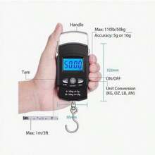 1pc Portable Electronic Scale With Rule For Home Use, Multifunction High Precision Digital Hanging Scales With Hook, LCD Display 50kg/110lbs Electronic Fishing Weighs Weight Balance Tool, 50kg/10g Digital Luggage Scale Electronic Suitcase - A - View 6