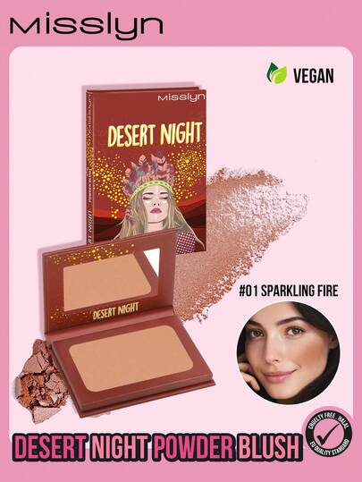 Misslyn بلاشر بودرة ليلة الصحراء من MISSLYN، بلاشر، 1 لوحة بلاشر، بلاشر لامع، بلاشر لون الخيال، طويل الأمد، تحديد الملامح، إبراز، حجم محمول، مناسب للسفر والاستخدام في الهواء الطلق، مقاوم للماء والعرق، صغير وجميل، سفر، صبغة عالية، Y2K، حفلة، عطلة، ملمس ناعم وخالي من البودرة