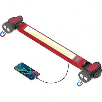 引擎盖下工作灯条，高流明 LED 磁性灯条，带挂钩，无线充电式引擎盖灯，适用于机械师/汽车维修/车库 - 红色