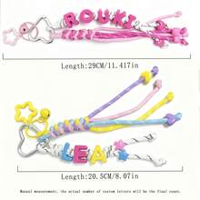 1pc Customized Tassel Bag Charm, Handmade Rope Letter Bead Bag Pendant, Star Bell/Bow, Heart Keychain, Personalized Bag Accessory Gift