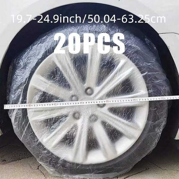 20pcs Disposable Plastic Tire Covers, Transparent Wheel Protectors Against Dog Urine, Car Maintenance