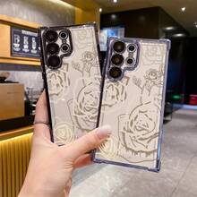 Esta funda de teléfono con diseño de rosa lineal adecuada para teléfonos de la serie, incluyendo S25 ULTRA, S25, S24 Ultra, S24, S23, S23 FE, S23 Ultra, y S22, S21, S20 FE, S20 Ultra, A03s, A04E/M04, A05s, A06 4G, A13 4G, A15 4G/5G, A25 5G, A32 4G, A55 5G, A03, A04, A05, A12/M12 4G, A13 5G/A04S, A16 4G/5G, A35 5G, S20, S20 Plus, A34.Utiliza material TPU electrochapado que se adapta a todos los géneros y proporciona protección para el marco de lentes con transparencia impresa. - Colores mixtos - Ver 9