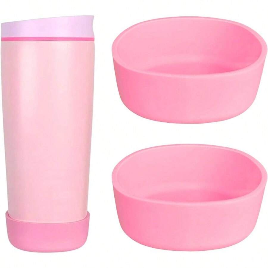 2pcs Silicone Boot Compatible With SmoothSip Slider 12oz/20oz, Anti - Slip Bottle Boot Coffee Tumbler Travel Coffee Mug Protective Sleeve Accessories - Djupt rosa - Visa 1