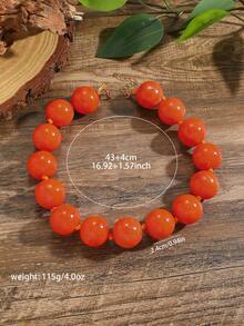 1pc Boho Style Resin Cloud Effect Geometric Round Beaded Handmade Necklace, Gift & Daily Wear For Women - Knotted Beaded Necklace - View 9