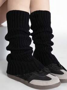 1/2/3 Paia di scaldamuscoli caldi da donna, scaldamuscoli lavorati a maglia di colore unito, scaldamuscoli lavorati a maglia versatili, scaldamuscoli lunghi e caldi lavorati a maglia per l'autunno/inverno, alla moda - Multicolore - Visualizzare 4