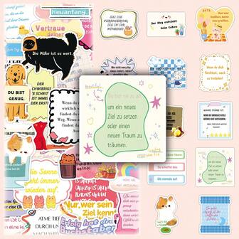 50 piezas de pegatinas minimalistas con inspiración alemana, pegatinas decorativas de graffiti creativo para espejos, cascos, tazas