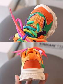 ‌Zapatillas de moda para niños, estilo zapatillas de deporte con suela gruesa, colores vibrantes, suela antideslizante, cómodas y resistentes, para niños y niñas‌ - Multicolor - Ver 6