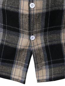 Áo sơ mi nam dài tay cài nút vải nỉ kẻ caro thường ngày - Màu Khaki - Xem 6