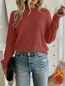 Blusa feminina casual e quentinha, ideal para o Natal, Ano Novo Chinês, Ano Novo Lunar, Ano do Cavalo, Feliz Ano Novo, Dia dos Namorados, Volta às Aulas e Primeiro Dia de Aula de 2026. - Vermelho - Ver 5