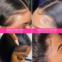 KGIFH Bob Wig 13x4 Lace Front Wigs Human Hair Straight 250 Density Burgundy 99J Human Hair Wig Highlight Ombre 13x4 HD Lace Frontal Wigs For Women Brazilian Human Hair Straight Bob Wigs 13x4 Transparent Lace Frontal Wigs Glueless With Baby Hair - Natural Black - View 11