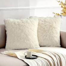 Set de 2 fundas de cojín de terciopelo de un solo lado, 40x40cm (sin almohada), suaves y cómodas, abrigadas y blandas, lavables en máquina, de alta calidad, con diseño de cremallera oculta, ideales para la decoración de sofá, salón y dormitorio. - Blanco - Ver 7
