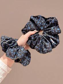 1 pieza Scrunchie floral, accesorio de pelo elegante y vintage para mujeres, coletero