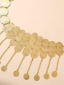 1 pieza Cinturón de bata de mujer chapado en oro, con patrón floral tallado, estilo retro de lujo, cadena de cintura para novia y boda, adecuado para fiestas, eventos festivos y bodas