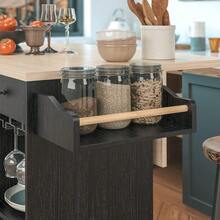 Isla De Cocina Carrito alacenas , Almacenamiento Rodante Ruedas muebles para cocina En blanco y negro - Negro - Ver 5