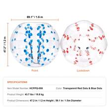 Paquete de 2 pelotas de parachoques inflables de 1,5 m (5 pies) para adolescentes y adultos, bolas de burbuja de PVC de 0,8 mm de grosor con forma de hámster humano para juegos en equipo al aire libre, juguetes de parachoques para jardín, patio y parque. - 2 pelotas - Ver 7
