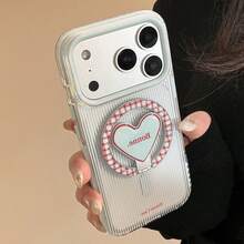 GUCADI 1 chiếc ốp lưng điện thoại từ tính viền xanh dương kẻ sọc + họa tiết trái tim ghép mảnh, tương thích với iPhone 17 Pro Max, 15, 16, 14, ốp mềm, phong cách Hàn Quốc, cá tính, nữ tính, sáng tạo, hình học, tối giản, phối màu tương phản, độc đáo, phong cách - Màu xanh nhạt - Xem 10