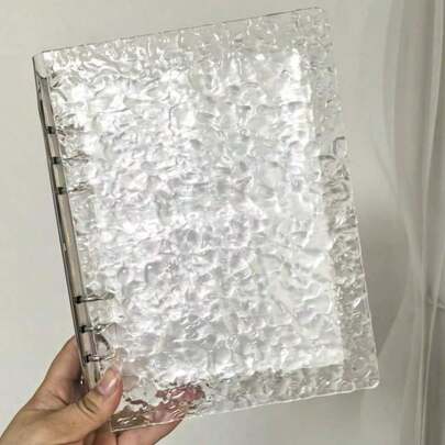 A5 Acrylic Wave Pattern Loose Leaf Binder, DIY Notebook, Gaiacrylic 6-Ring Binder With Gold Clips, Transparent Divider Pages, Budget Planner