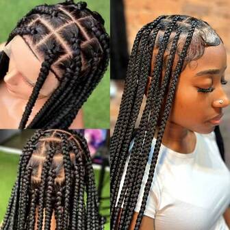 Boxed Braided Wigs, Unknotted Braided Wigs - Full Lace Front Braided Wigs, Natural Appearance, Handcrafted Braiding, Density, Suitable For Daily Wear, University And Special Occasions, University Hair Accessories | Natural Appearance Wigs | Handcrafted Braided Wigs