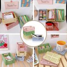 1 szt. składany kosz do przechowywania, składane pudełko do przechowywania na biurku, kosz do przechowywania artykułów papierniczych dla uczniów, kosz do przechowywania kosmetyków, mały kosz do układania w stosy